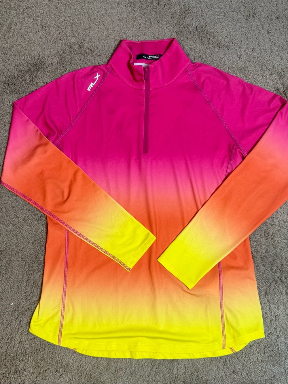 RLX Ralph Lauren Women's Small Multicolor 1/4 Zip Mock Neck Stretch Golf Top